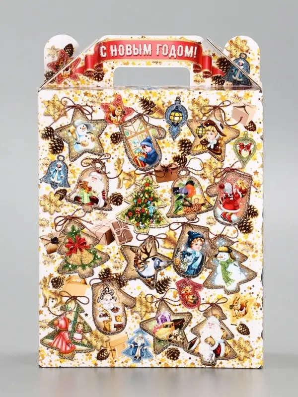 Подарочная новогодняя коробка «Праздничный медальончик» в белом 16.8×7×25 см Подарочная новогодняя коробка «Праздничный медальончик» в белом 16.8×7×25 см