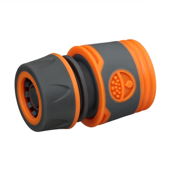 Коннектор с аквастопом, 1/2 Коннектор с аквастопом, 1/2" (12 мм), быстросъёмное соединение, прорезиненный пластик, Greengo