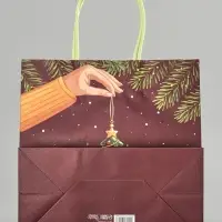 Пакет подарочный крафт &laquo;С Новым годом и рождеством&raquo;, 22&times;22&times;11 см