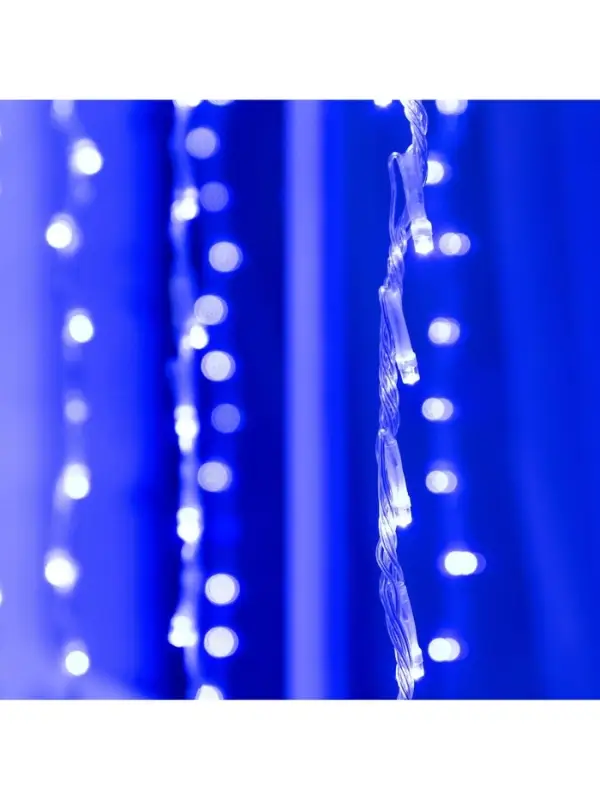 Гирлянда &laquo;Водопад&raquo; 2&times;1.5 м, IP44, прозрачная нить, 400 LED, свечение синее, 8 режимов, 220 В