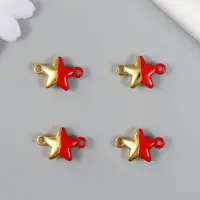 Замок магнитный металл "Звёздочка" золотой и красный 2,2х1,5х0,6 см (набор 2 половинки)