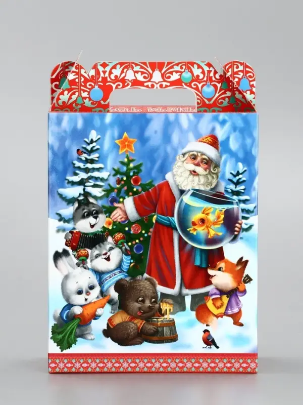 Подарочная коробка новогодняя «Золотая рыбка» 14×6×21 см Подарочная коробка новогодняя «Золотая рыбка» 14×6×21 см