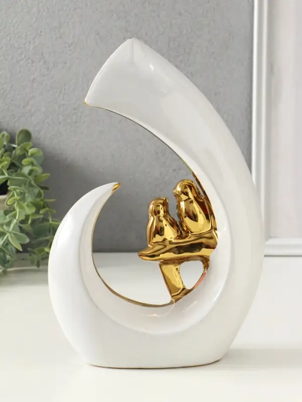 Сувенир керамика Сувенир керамика "Две птички. Абстракция" белый с золотом 8х20х29 см