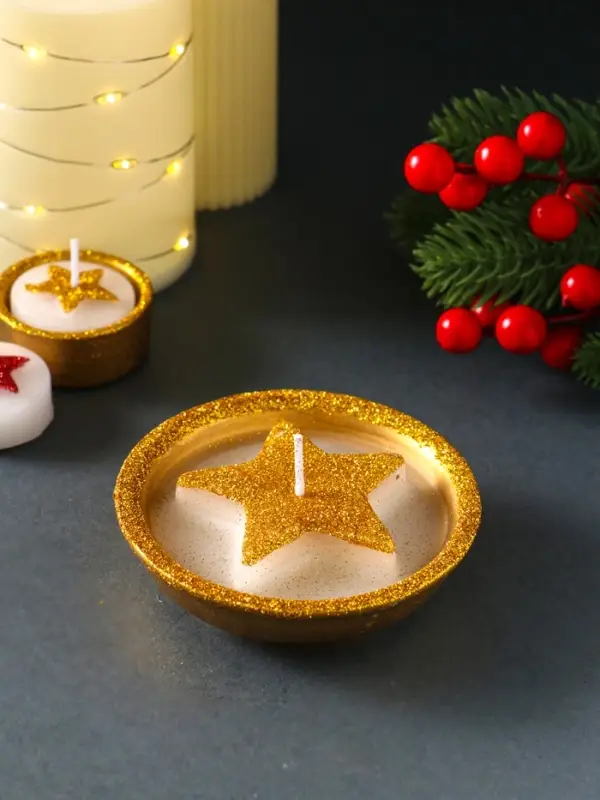 Набор свечей &laquo;Звёзды и подсвечник&raquo;, 7 шт., 15.8&times;16.8&times;3.3 см
