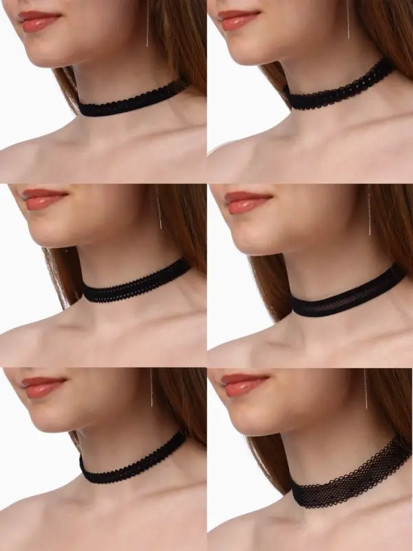 Чокер &laquo;Ассорти&raquo;, ажур, набор 6 шт. чёрный, 30.5 см