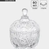 Сахарница &laquo;Льдинка&raquo;, 80 мл, 6.5&times;9 см, стекло, прозрачная