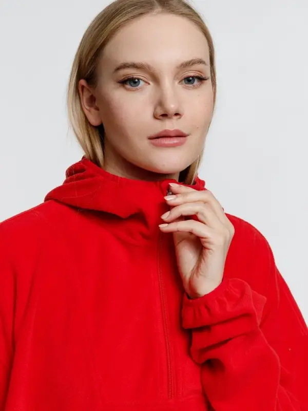 Анорак флисовый унисекс Fliska, красный, размер XS/S Анорак флисовый унисекс Fliska, красный, размер XS/S