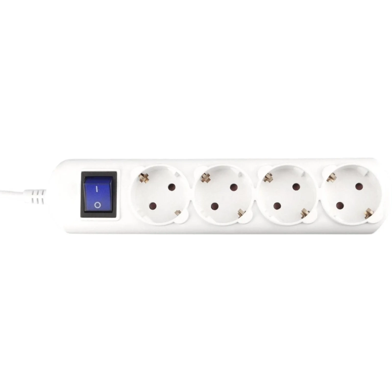 Удлинитель Power Cube 4р/5м с/з с выкл 10А бел (PC-4B-5M)
