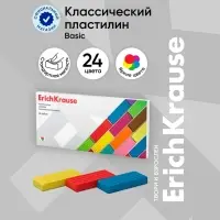 Пластилин ErichKrause &laquo;Классический&raquo;, 24 цвета, 384 г, в картонной упаковке