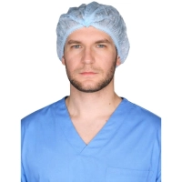 Шапочка шарлотка спанбонд, пл.15, цвет голубой, 150 шт/уп, 610-123