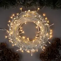 Гирлянда &laquo;Нить&raquo; 20 м, IP44, белая нить, 200 LED, свечение тёплое белое, 8 режимов, 220 В