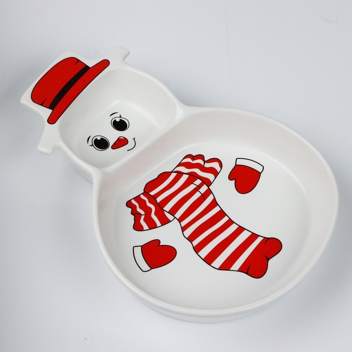 Менажница  Менажница "Снеговичок", 14 х 20 х 3 см