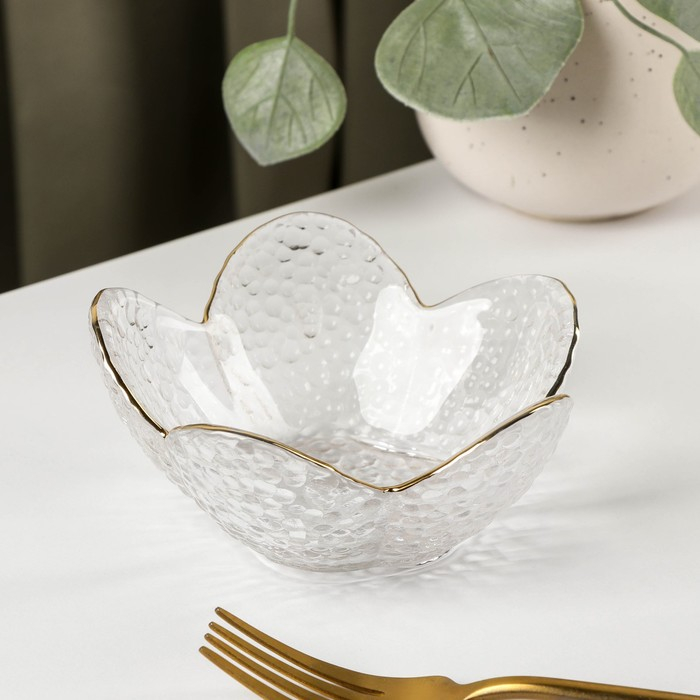 Салатник стеклянный фигурный «Цветок», 150 мл, 12×5 см Салатник стеклянный фигурный «Цветок», 150 мл, 12×5 см