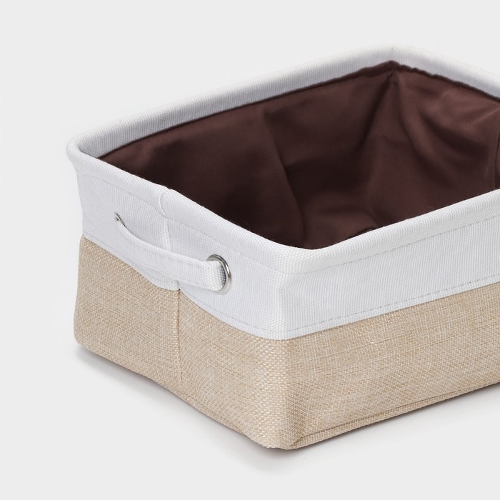 Короб для хранения вещей LaDо́m, 25×20×11 см, цвет белый/бежевый Короб для хранения вещей LaDо́m, 25×20×11 см, цвет белый/бежевый