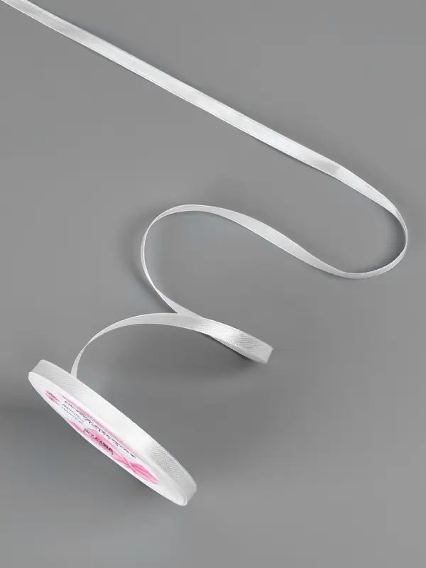 Лента атласная, 6 мм, 23±1 м, белая №01 Лента атласная, 6 мм, 23±1 м, белая №01