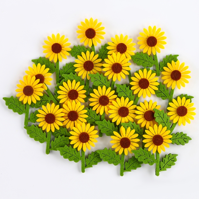 Декор из фетра на клеевой основе, набор 20 шт., размер 1 шт. — 6 × 5 см., цвет жёлтый Декор из фетра на клеевой основе, набор 20 шт., размер 1 шт. — 6 × 5 см., цвет жёлтый