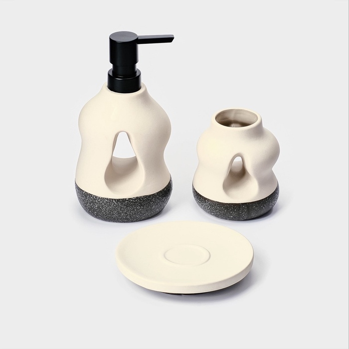Набор для ванной Набор для ванной "Изгиб" 3 предмета (дозатор для мыла, стакан, мыльница)