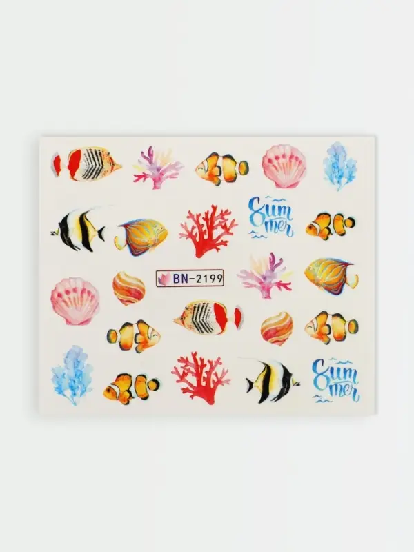 Слайдеры для ногтей «Морской мир», разноцветные