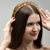 Ободок "Happy birtday" золотой