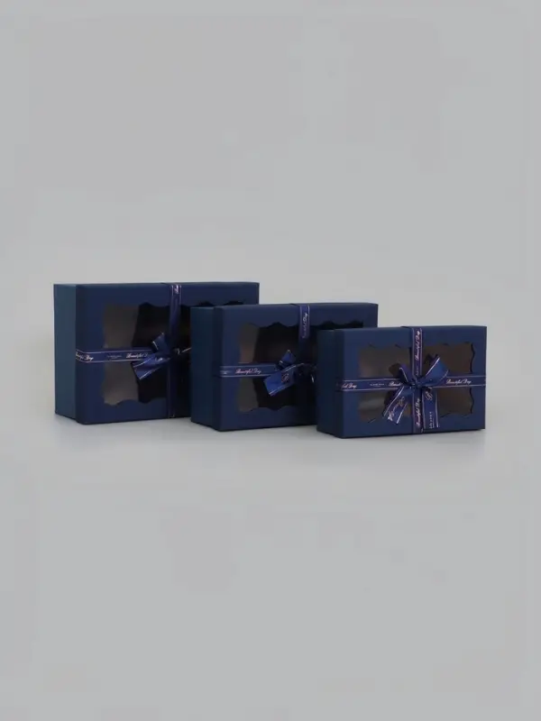 Набор подарочных коробок 3 в 1, прямоугольные с окном 23&times;16&times;9.5 21&times;14&times;8.0 19&times;12&times;6.5 см