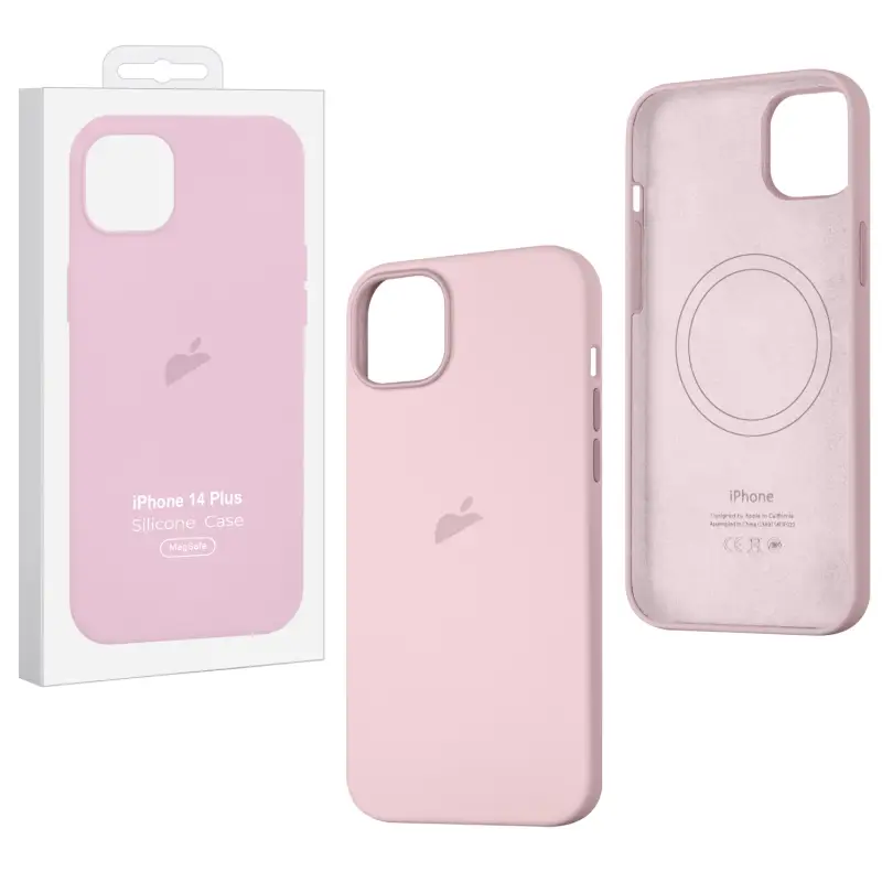 Чехол iPh 14 Plus Silicon Case 100% ORG Chalk Pink (MagSafe + анимация NFC Clear) c LOGO