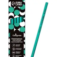 Набор карандашей чернографитных 12 штук, Calligrata Classic, заточенные, пластик, трехгранные, зеленые