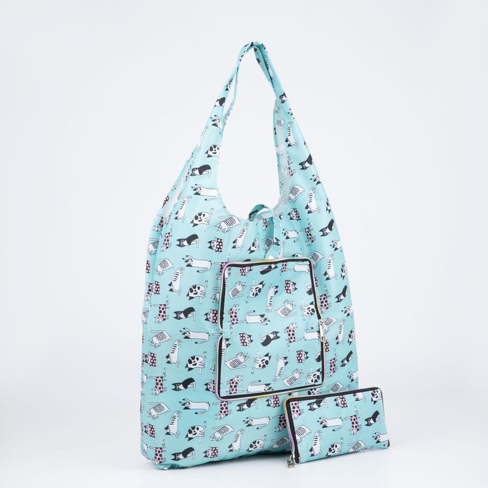 Сумка хозяйственная на кнопке, складная, цвет голубой Сумка хозяйственная на кнопке, складная, цвет голубой