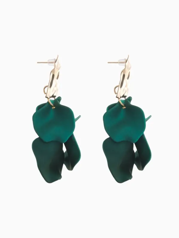 Серьги ассорти &laquo;Ветер&raquo;, мятые треугольники, зелёные