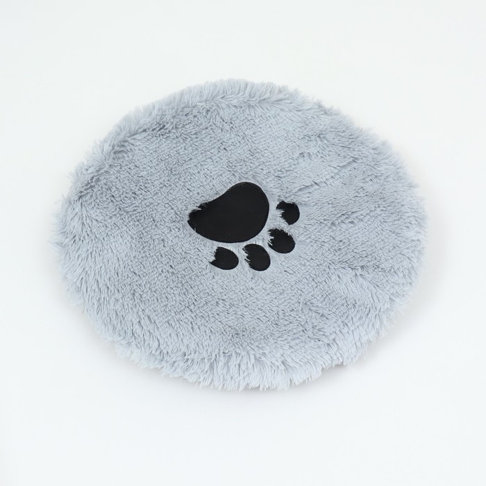 Лежак с подушкой мех, сатин, периотек,  40 х 40 х 16 см, серый Лежак с подушкой мех, сатин, периотек,  40 х 40 х 16 см, серый