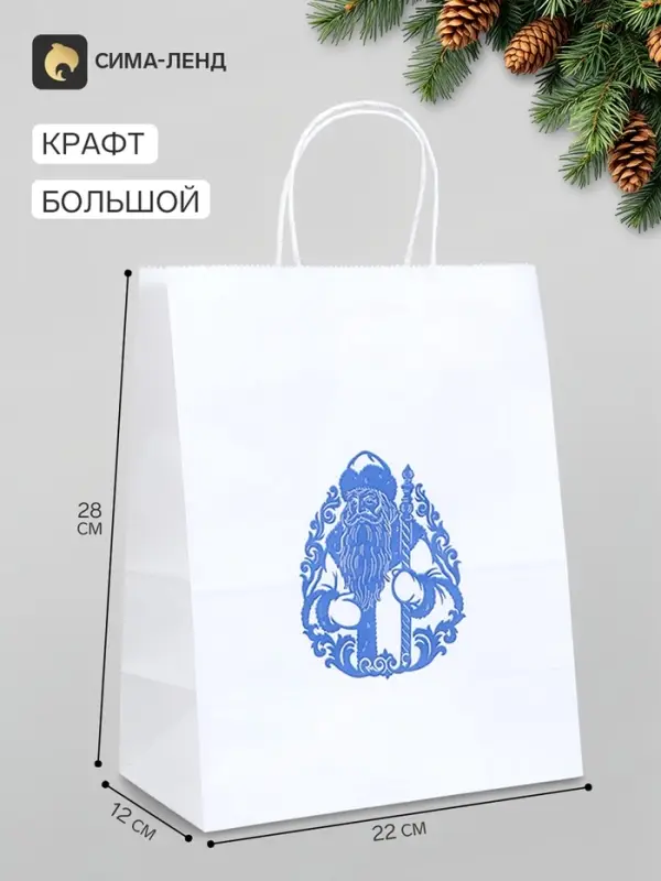 Пакет подарочный крафт &laquo;Дед Мороз&raquo;, 22&times;12&times;28 см