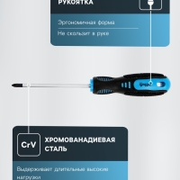 Отвертка крестовая ТУНДРА, CrV, хром, магнит, двухкомпонентная рукоятка, PH1 х 100 мм