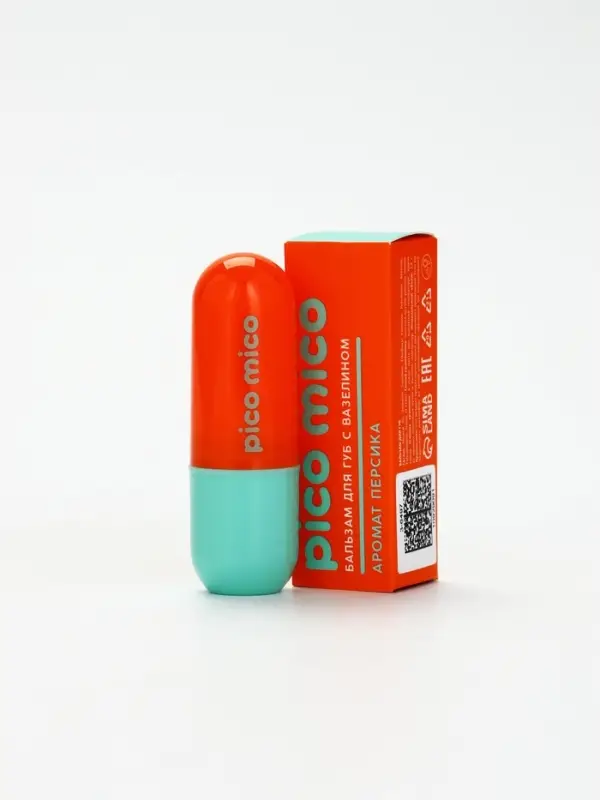 Бальзам для губ с вазелином, аромат: персик, 3.8 г, PICO MICO