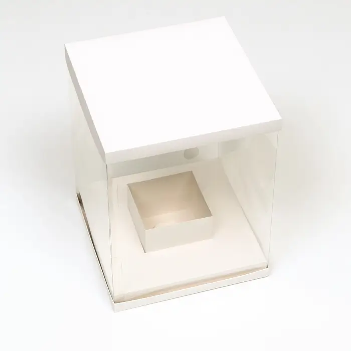 Коробка для цветов с вазой и PVC окнами, складная, 23&times;30&times;23 см, белый