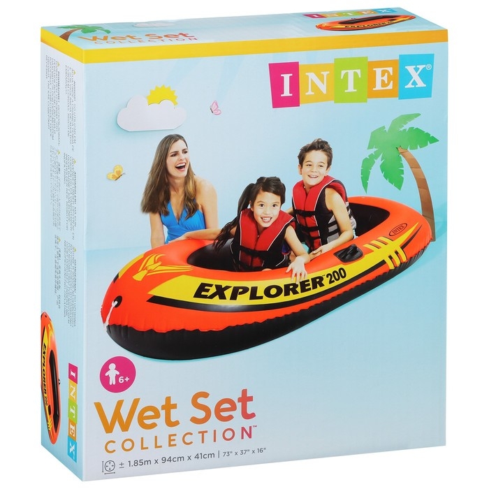 Лодка Explorer 200, 2 местная, 185 х 94 х 41 см, от 6 лет, до 95 кг, 58330NP INTEX Лодка Explorer 200, 2 местная, 185 х 94 х 41 см, от 6 лет, до 95 кг, 58330NP INTEX