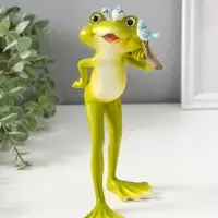 Сувенир полистоун "Лягушонок с веточкой и птичками" 22 см