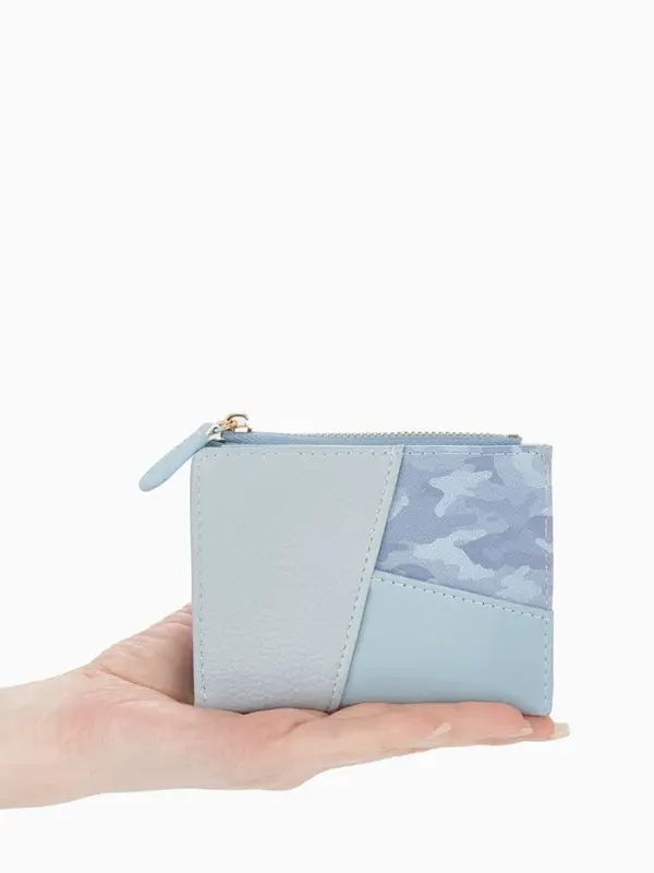 Кошелёк женский на кнопке, 11.5&times;2&times;9 см, комбинированный, голубой