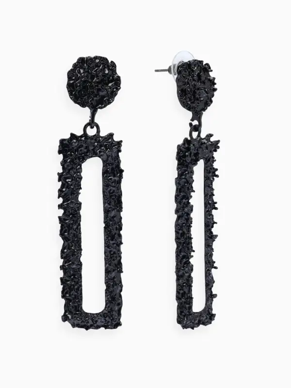 Серьги металл &laquo;Карибы&raquo;, длинный прямоугольник, чёрные