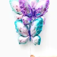 Воздушные шары фольгированные, &laquo;Разноцветные бабочки&raquo;, набор  3 шт