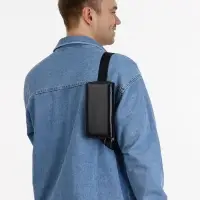 Сумка мужская на плечо TEXTURA, портмоне - клатч, чёрная