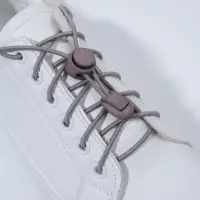 Шнурки для обуви, пара, круглые, с фиксатором, эластичные, d=3 мм, 100 см, серые