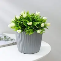 Кашпо для цветов со вставкой «Волна», 2 л, d=16 см, h=13,5 см, цвет серый Кашпо для цветов со вставкой «Волна», 2 л, d=16 см, h=13,5 см, цвет серый