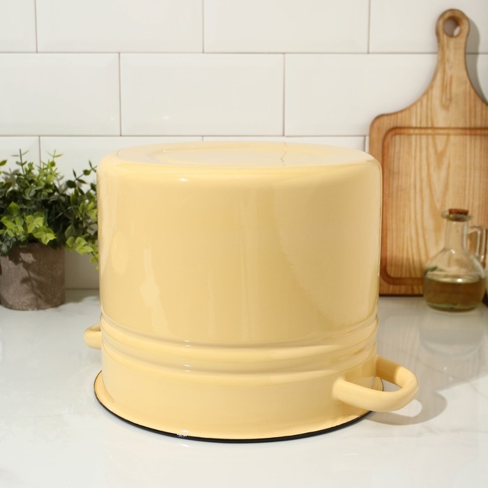 Кастрюля эмалированная цилиндрическая, 9 л, индукция, без декора, цвет бежевый Кастрюля эмалированная цилиндрическая, 9 л, индукция, без декора, цвет бежевый