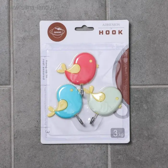 Крючок на липучке «Соловей», 3 шт, цвет МИКС