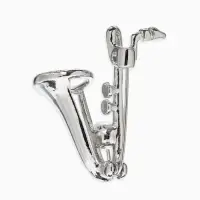 Брошь &laquo;Саксофон&raquo;, музыка, жемчуг, цвет белый в серебре