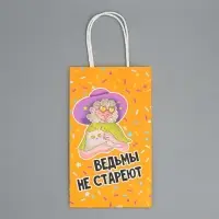 Пакет подарочный крафтовый, упаковка, «Ведьма», Хеллоуин, 12 х 21 х 9 см