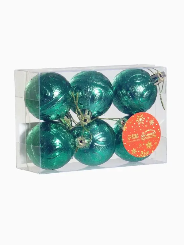 Ёлочные игрушки &laquo;Флёр&raquo;, шары новогодние, набор 6 шт., d=5 см, зелёный