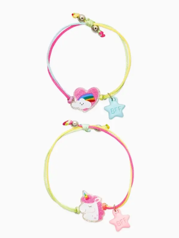 Браслеты детские парные "Выбражулька" неразлучники, единорог, звезды, разноцветный