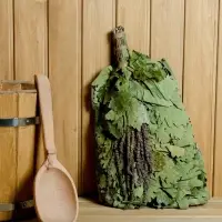 Веник для бани и сауны, дубовый, с шалфеем