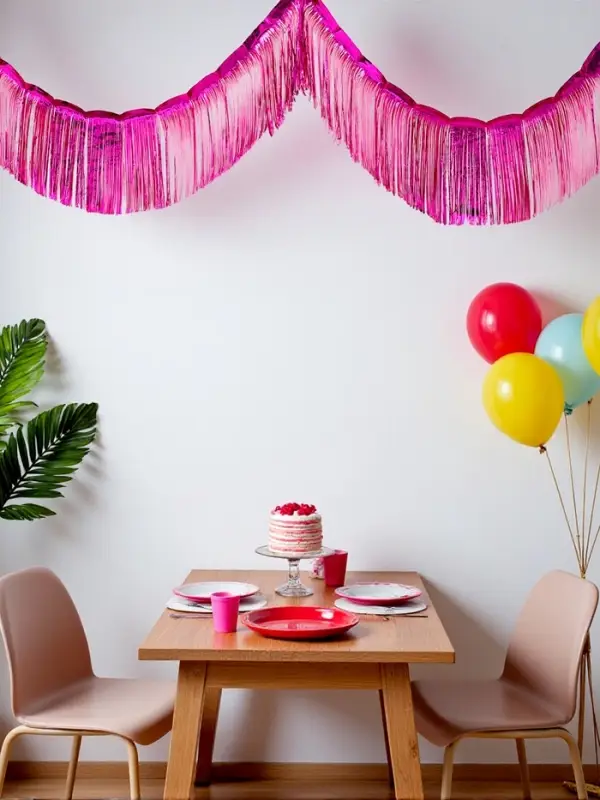 Гирлянда Гирлянда "Дождик" 3 метра с липким краем, цвет фуксия