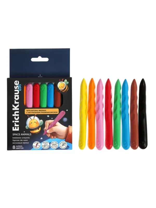 Восковые мелки 8 цветов, ErichKrause Kids Space Animals